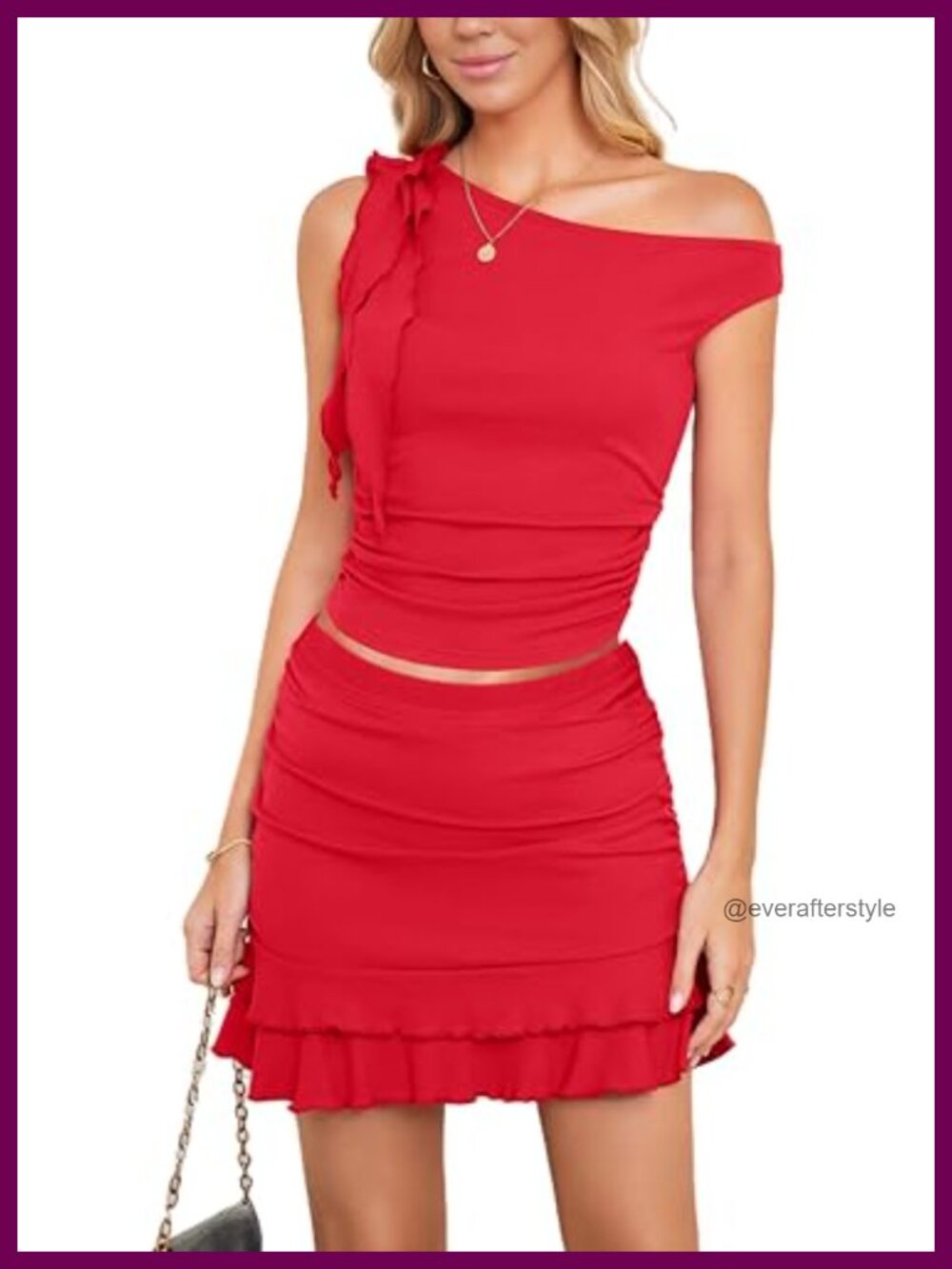 2 Piece Skirt Set Off Shoulder Sleeveless Ruffle Mini Y2K Going Out